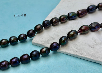 9-10x10-16mm Dark Brown Peacock Color Freshwater Rice/Oval Pearl Beads #P3404