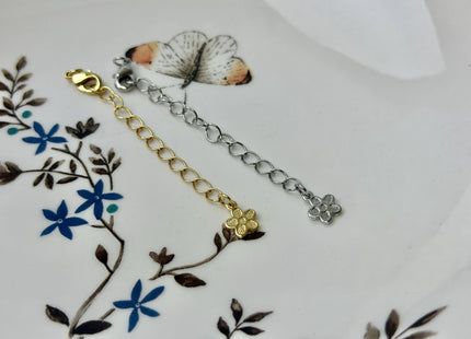 One Piece 10mm 14K Gold Filled Brass Lobster Clasp Finding With Jump Ring 2 Inch Extender Chain Flower Design #10384