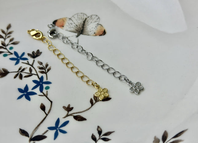 One Piece 10mm 14K Gold Filled Brass Lobster Clasp Finding With Jump Ring 2 Inch Extender Chain Flower Design #10384