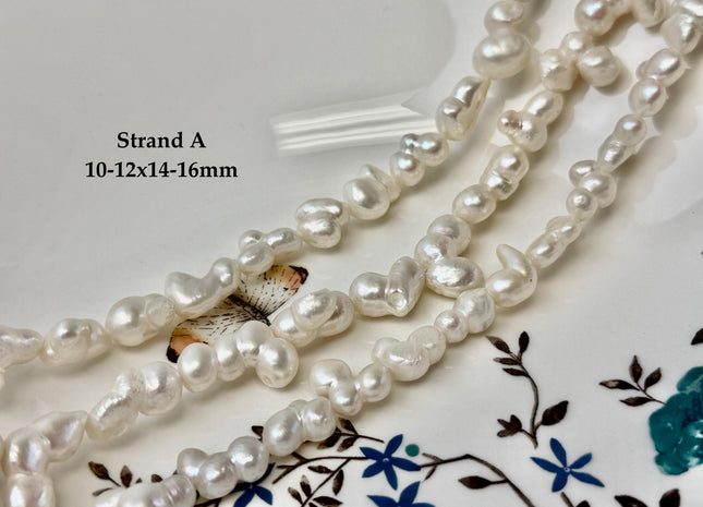 6-12x8-16 mm Natural White Irregular Nugget Freshwater Pearl Beads Peanut Shape Pearls #P3408