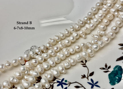 6-12x8-16 mm Natural White Irregular Nugget Freshwater Pearl Beads Peanut Shape Pearls #P3408