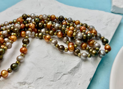 72 inches 5-9mm Multi Color and Potato Shape Freshwater Pearl Necklaces Long Pearl Necklace #846
