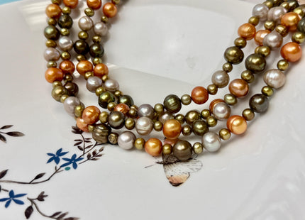 72 inches 5-9mm Multi Color and Potato Shape Freshwater Pearl Necklaces Long Pearl Necklace #846