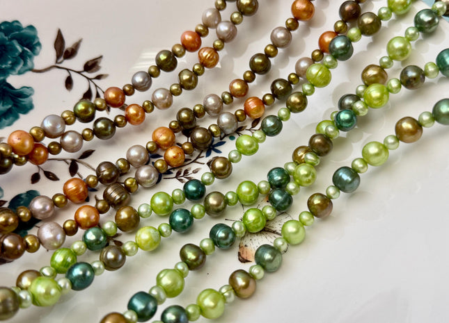 72 inches 5-9mm Multi Color and Potato Shape Freshwater Pearl Necklaces Long Pearl Necklace #846