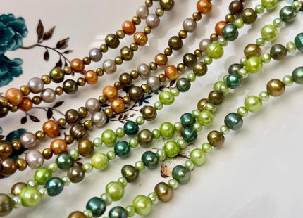 72 inches 5-9mm Multi Color and Potato Shape Freshwater Pearl Necklaces Long Pearl Necklace #846