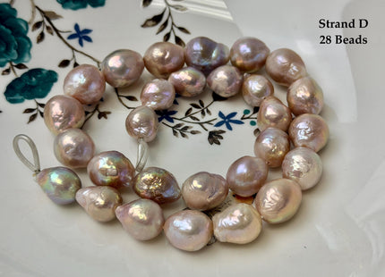 One-Of-A-Kind 11-21 mm AA Large Baroque Pearl Beads High Luster Natural Pink and White Baroque Edison Pearls #P3411