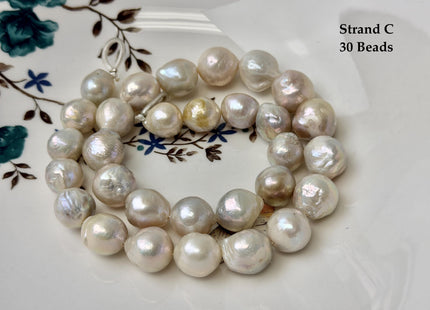 One-Of-A-Kind 11-21 mm AA Large Baroque Pearl Beads High Luster Natural Pink and White Baroque Edison Pearls #P3411