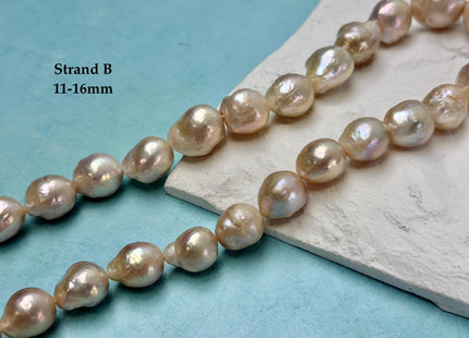 One-Of-A-Kind 11-21 mm AA Large Baroque Pearl Beads High Luster Natural Pink and White Baroque Edison Pearls #P3411
