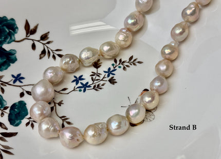 One-Of-A-Kind 11-21 mm AA Large Baroque Pearl Beads High Luster Natural Pink and White Baroque Edison Pearls #P3411