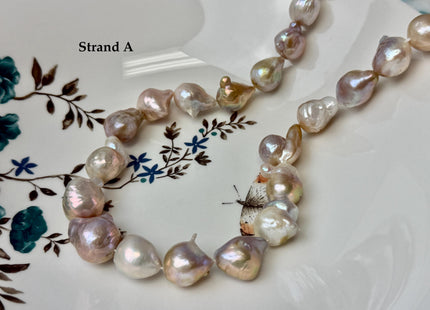 One-Of-A-Kind 11-21 mm AA Large Baroque Pearl Beads High Luster Natural Pink and White Baroque Edison Pearls #P3411