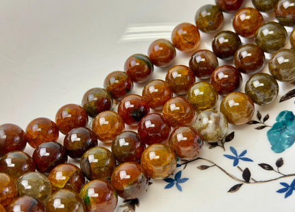 12-20mm Smooth Round Natural Dragon Vein Fire Carnelian Agate Gemstone Brown Green Orange Carnelian Beads 15.5 Inches Strand #4842