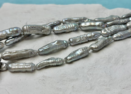 7-10x20-28 mm Gray Biwa Stick Freshwater Pearl Beads Unique Biwa Keshi Pearls #P3412