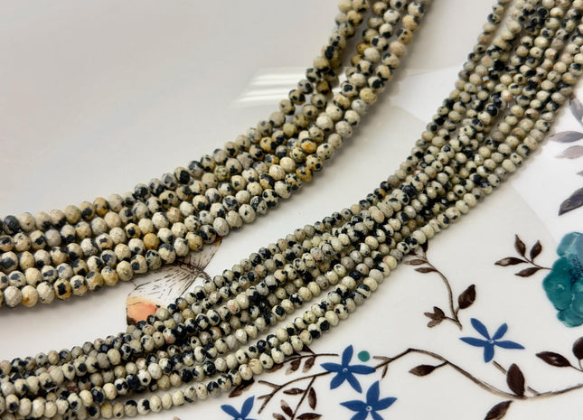 2x3mm 3x4.5mm Natural Color Faceted Rondelle Dalmatian Jasper Gemstone Beads Quality Gemstone Loose Beads #2437