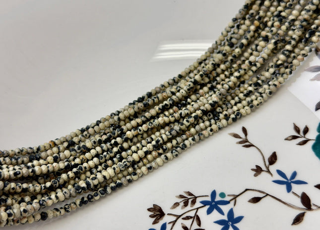 2x3mm 3x4.5mm Natural Color Faceted Rondelle Dalmatian Jasper Gemstone Beads Quality Gemstone Loose Beads #2437