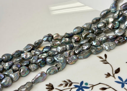 6-7x8-12 mm Blue Peacock Color Freshwater Pearl Keshi Rice Nugget Pearl Beads C Grade #P3414