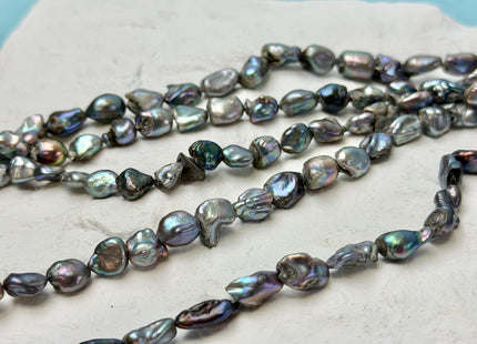 6-7x8-12 mm Blue Peacock Color Freshwater Pearl Keshi Rice Nugget Pearl Beads C Grade #P3414