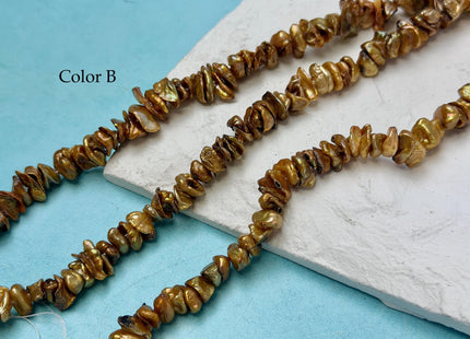 8-12 mm Rare Bronze Keshi Center Drilled Cornflakes Shape Keshi Chips Freshwater Pearls 16 Inches Strand #P3435