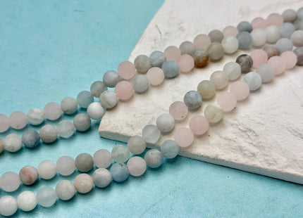 6mm 8mm 10mm 12mm AAA Natural Color Matte Smooth Round Morganite Gemstone Beads High Quality Pink Blue Green Color Morganite 8 Inches #2589