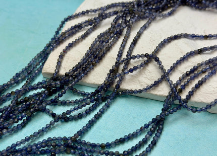 2 mm Micro Faceted Round Natural Iolite Gemstone Beads Tiny Blue Iolite Beads 15 Inches Strand #2058