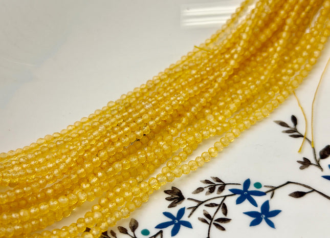 2.5mm 3mm Micro Faceted Round Honey Citrine Gemstone Beads Top Quality Honey Yellow Citrine Loose Beads 15 Inch Strand #3007