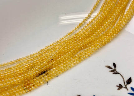 2.5mm 3mm Micro Faceted Round Honey Citrine Gemstone Beads Top Quality Honey Yellow Citrine Loose Beads 15 Inch Strand #3007