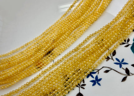 2.5mm 3mm Micro Faceted Round Honey Citrine Gemstone Beads Top Quality Honey Yellow Citrine Loose Beads 15 Inch Strand #3007