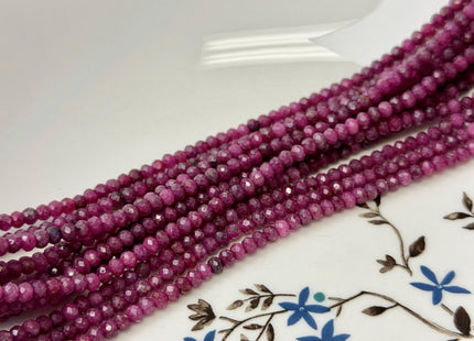 3x4mm Micro Faceted Rondelle Red Ruby Gemstone Beads 15 Inch Strand #4845