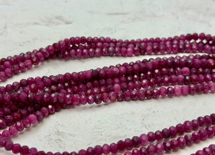 3x4mm Micro Faceted Rondelle Red Ruby Gemstone Beads 15 Inch Strand #4845