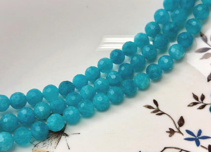 8 mm Faceted Round Matte Blue Color Amazonite Gemstone 14.5 Inches Strand 46 Beads #4804