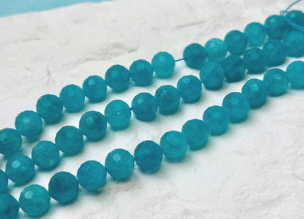 8 mm Faceted Round Matte Blue Color Amazonite Gemstone 14.5 Inches Strand 46 Beads #4804