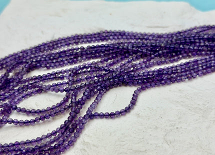 2mm Natural Faceted Round Amethyst Gemstone Purple Amethyst Beads 15.5 Inch Strand #4847