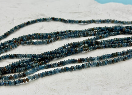 1-1.5x3mm Micro Faceted Rondelle Blue Kyanite Gemstone Beads 15.5 Inch Strand #4848