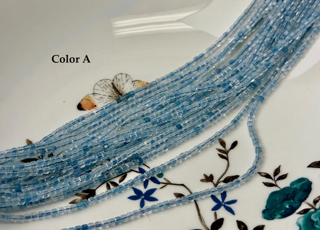 2-2.5 mm Micro Faceted Cube Dice Square Shape Aquamarine Gemstones Blue Aquamarine Beads 15 Inches Strand #3545