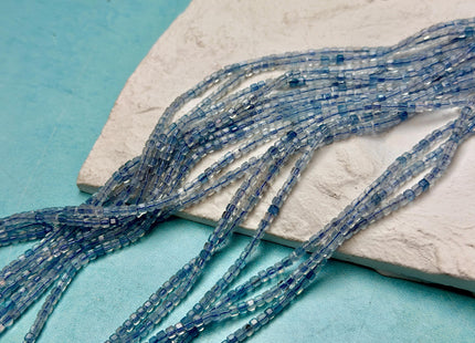 2-2.5 mm Micro Faceted Cube Dice Square Shape Aquamarine Gemstones Blue Aquamarine Beads 15 Inches Strand #3545