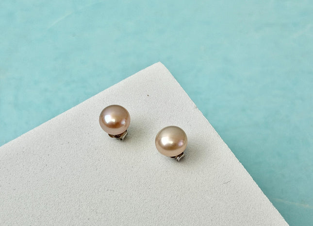 Natural Pink Freshwater Pearl Stud Earring .925 Sterling Silver/Gold Filled Earring 5-10mm Button Round Bridal Earrings #ER0004