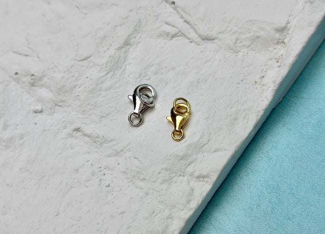 One Piece 9mm 11mm 15mm .925 Sterling Silver Lobster Clasp Finding With Jump Ring #10335