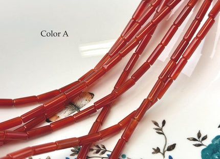 4x13 mm Smooth Tube Shape Red Orange Bamboo Coral Gemstone 15 Inches Strand 28 Beads #4830