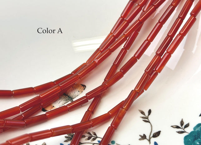 4x13 mm Smooth Tube Shape Red Orange Bamboo Coral Gemstone 15 Inches Strand 28 Beads #4830