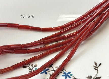 4x13 mm Smooth Tube Shape Red Orange Bamboo Coral Gemstone 15 Inches Strand 28 Beads #4830