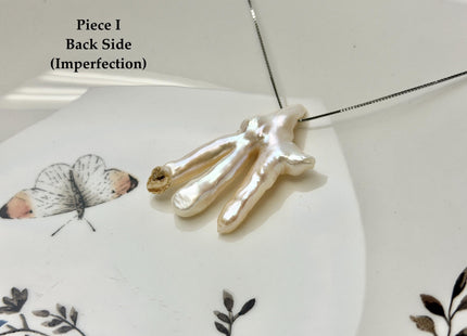 One-Of-A-Kind AAA Rare Natural White Pink Seaweed Chicken Feet Shape Top Drilled Pearl Beads High Luster Jumbo Size Pearl #P3416