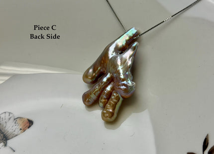 One-Of-A-Kind AAA Rare Natural White Pink Seaweed Chicken Feet Shape Top Drilled Pearl Beads High Luster Jumbo Size Pearl #P3416