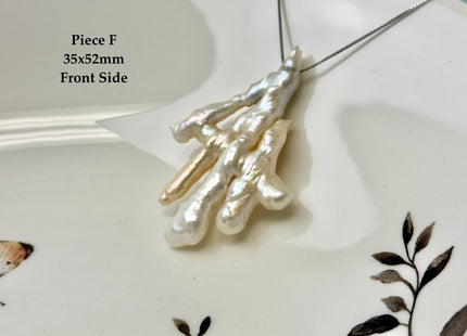 One-Of-A-Kind AAA Rare Natural White Pink Seaweed Chicken Feet Shape Top Drilled Pearl Beads High Luster Jumbo Size Pearl #P3416