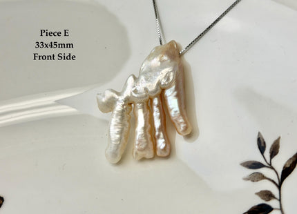 One-Of-A-Kind AAA Rare Natural White Pink Seaweed Chicken Feet Shape Top Drilled Pearl Beads High Luster Jumbo Size Pearl #P3416