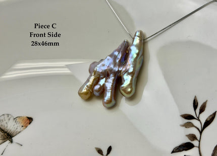 One-Of-A-Kind AAA Rare Natural White Pink Seaweed Chicken Feet Shape Top Drilled Pearl Beads High Luster Jumbo Size Pearl #P3416