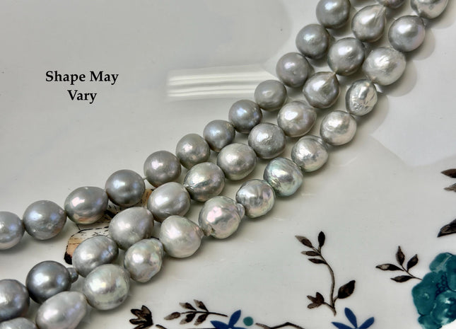 9-11 mm Gray Edison Baroque Pearls High Luster Potato Shape Edison Pearls 35 Beads 15 Inches Strand #P3417