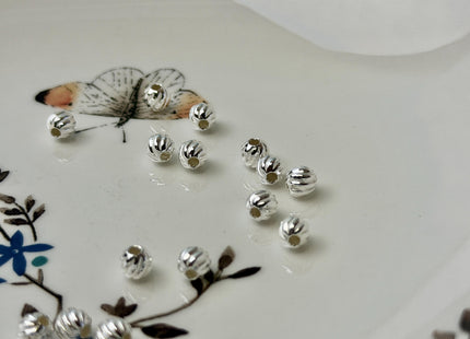 5 Pieces 3mm 4mm 5mm 925 Sterling Silver Swirled Tibetan Style Silver Spacer Ball Large Hole Shiny Beads #10391