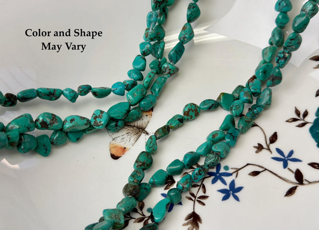 7-8x8-12 mm Natural Brown Blue Green Turquoise Gemstone Irregular Nugget Turquoise Beads #4838