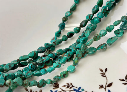 7-8x8-12 mm Natural Brown Blue Green Turquoise Gemstone Irregular Nugget Turquoise Beads #4838