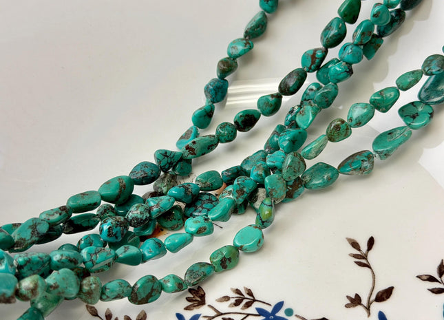 7-8x8-12 mm Natural Brown Blue Green Turquoise Gemstone Irregular Nugget Turquoise Beads #4838