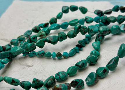 7-8x8-12 mm Natural Brown Blue Green Turquoise Gemstone Irregular Nugget Turquoise Beads #4838